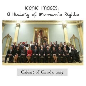 The images shows the Cabinet of Canada with ministers sitting together for a group picture. 